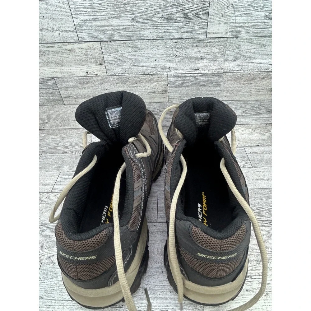 Skechers Athletics Men 10.5 Brown Black Leather Hiking‎ Walking Shoes 50125EWW